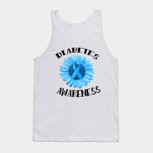 Diabetes awareness Blue ribbon Sunflower Diabetes Gift Tank Top